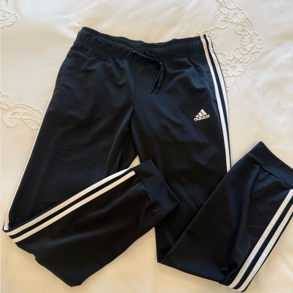 Adidas NEW Black Joggers with White Stripes